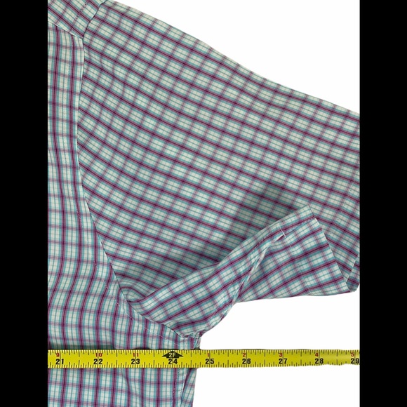 PETER MILLAR Men’s Large Short Sleeve Shirt Plaid Crown Soft - Picture 9 of 11